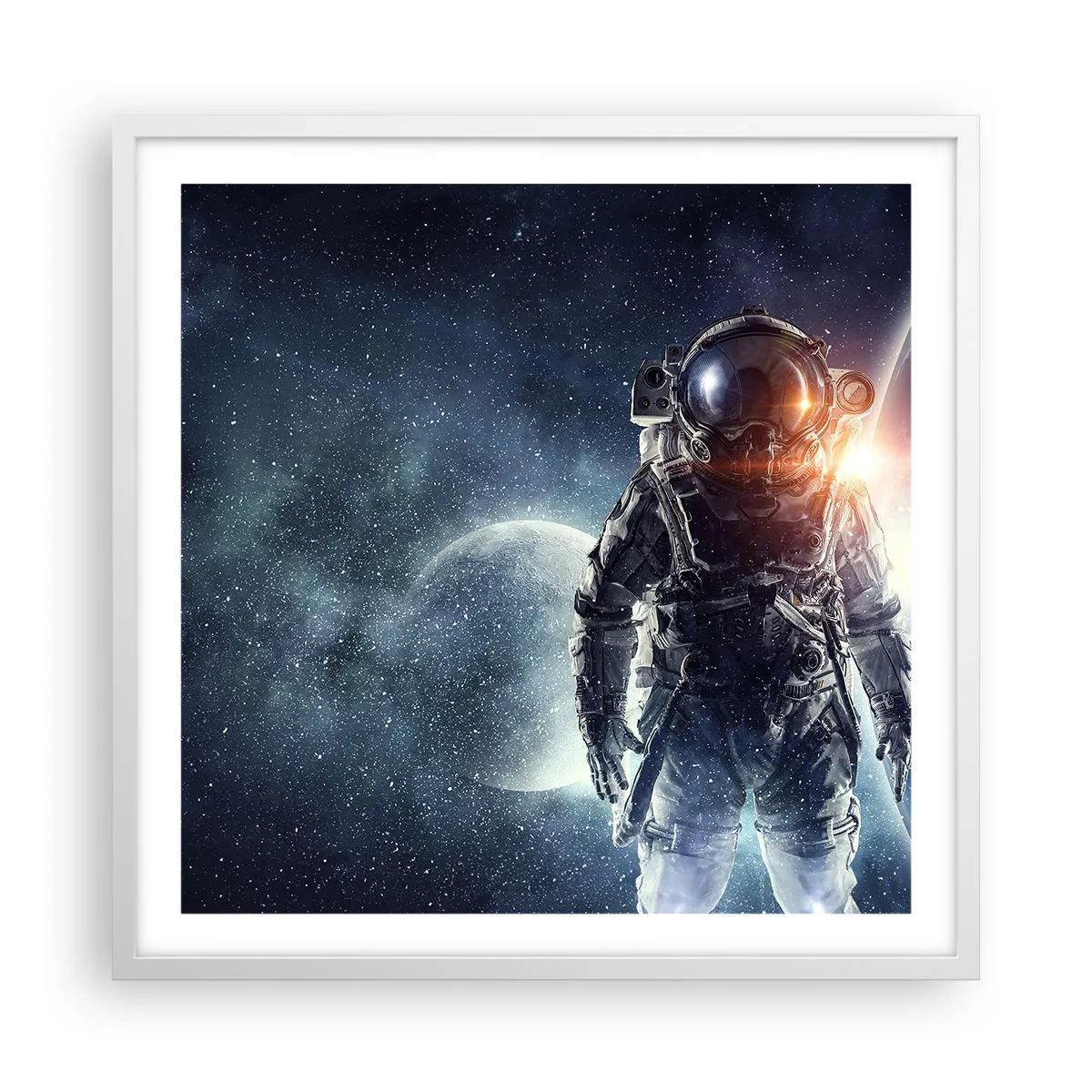 Poster în ramă albă - Aventură spațială - 60x60 cm