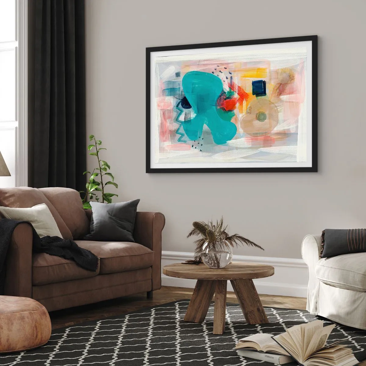 Poster în ramă neagră - Joc plin de culoare - 70x50 cm