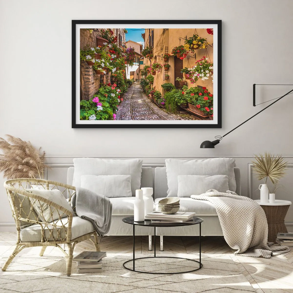 Poster în ramă neagră - Străduță italiană - 91x61 cm