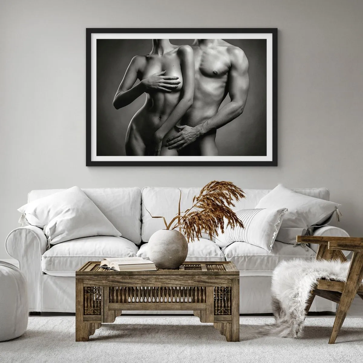 Poster în ramă neagră - Adam și Eva - 70x50 cm