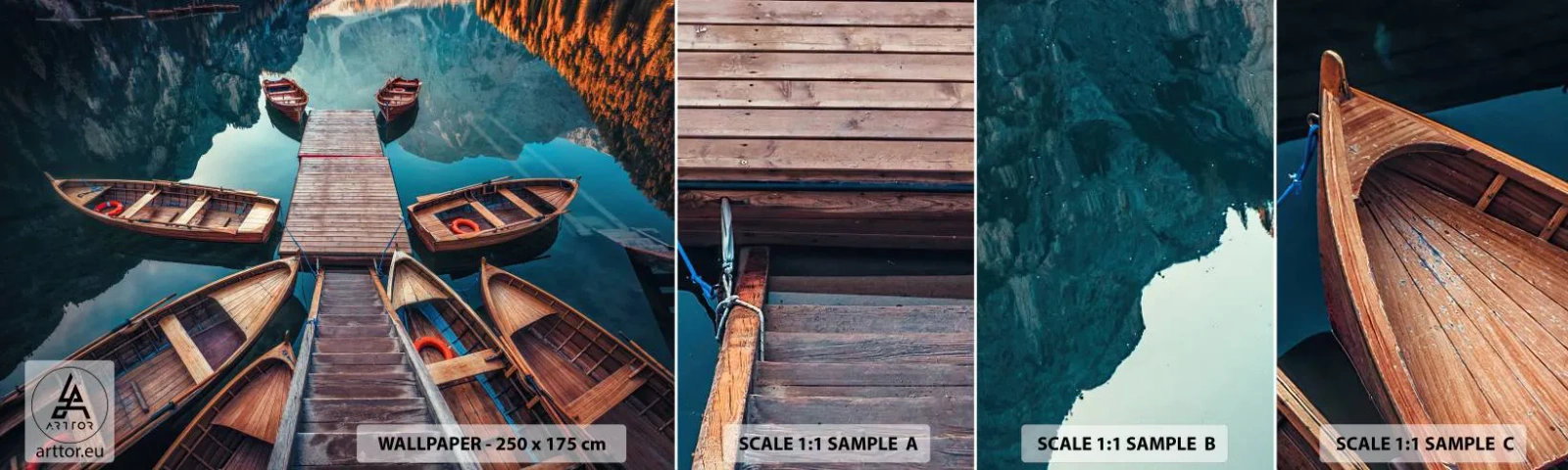 Mostră tapet autocolant Deluxe Sticker - Așteptând în port - Peisaj, Lac, Tirolul - 100x30 cm