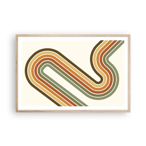 Poster în ramă de stejar deschis - Cu zigzag până la destinație - 91x61 cm