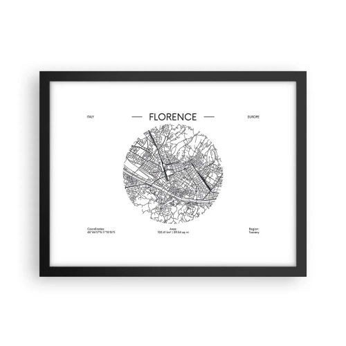 Poster în ramă neagră - Anatomia Florenței - 40x30 cm