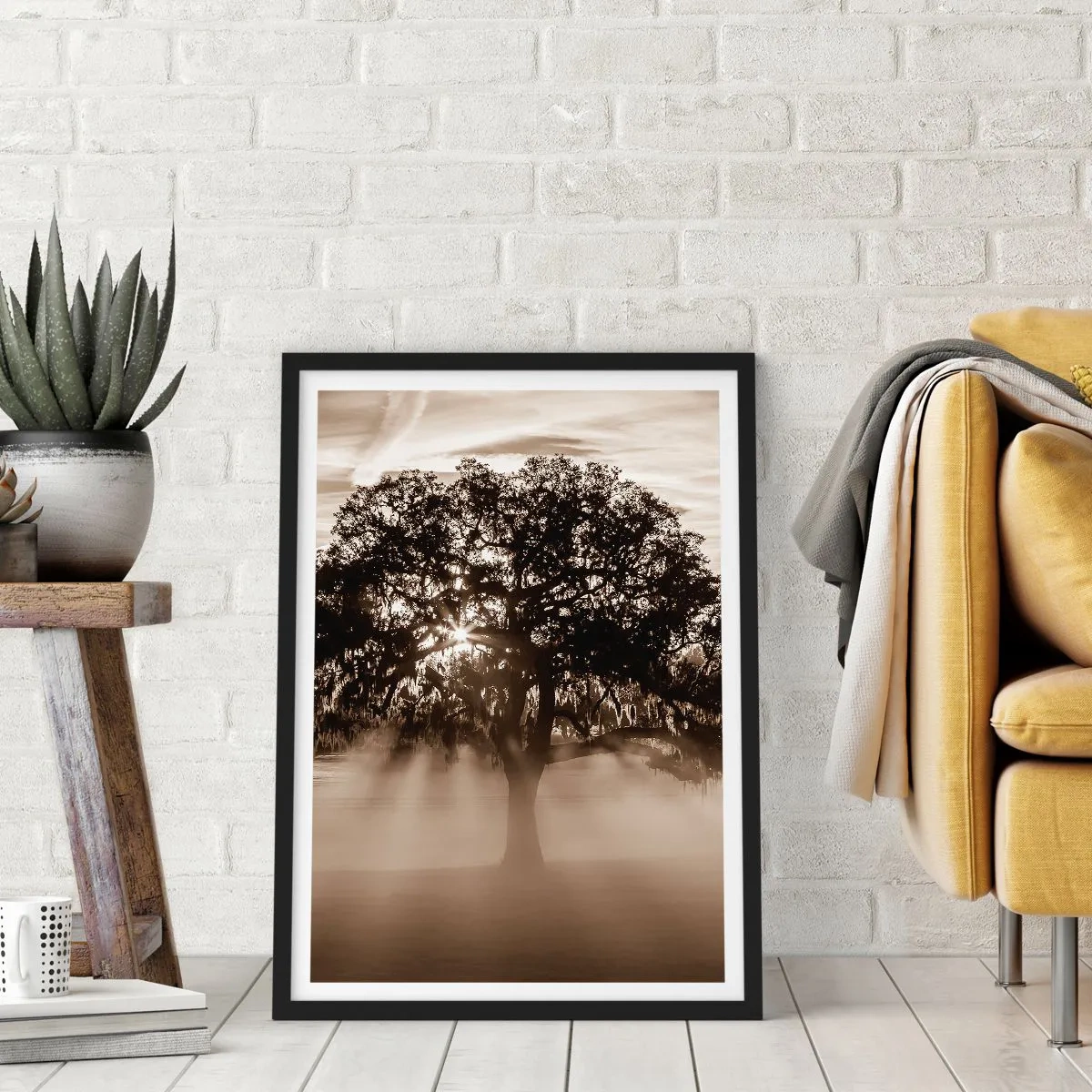Poster în ramă neagră - Un copac de vești bune - 40x50 cm