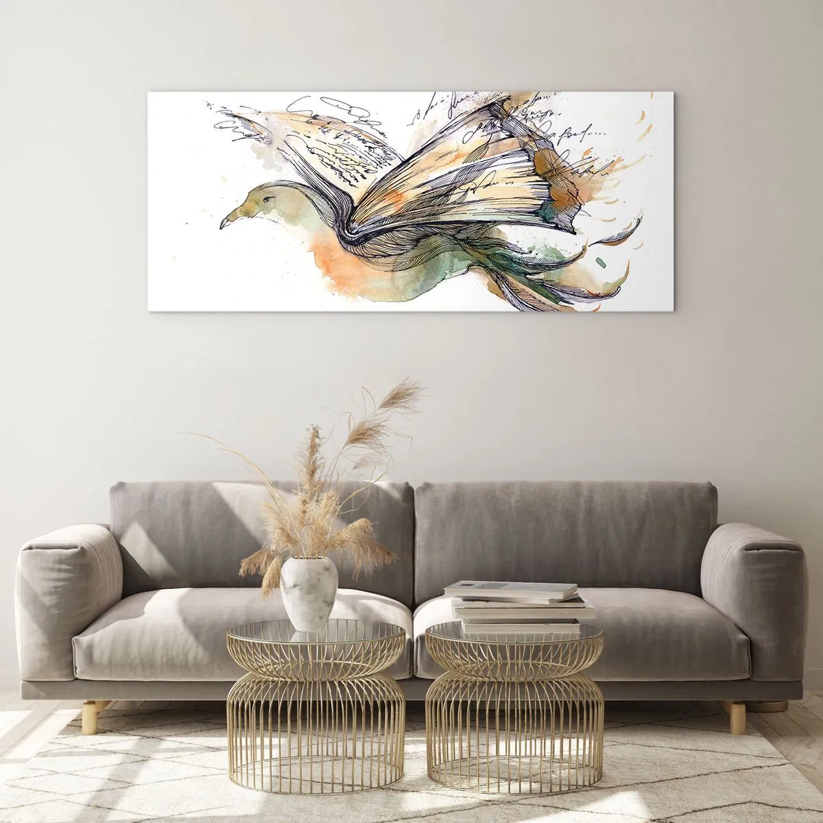 Tablou pe sticlă - Pe aripile poeziei - 160x50 cm