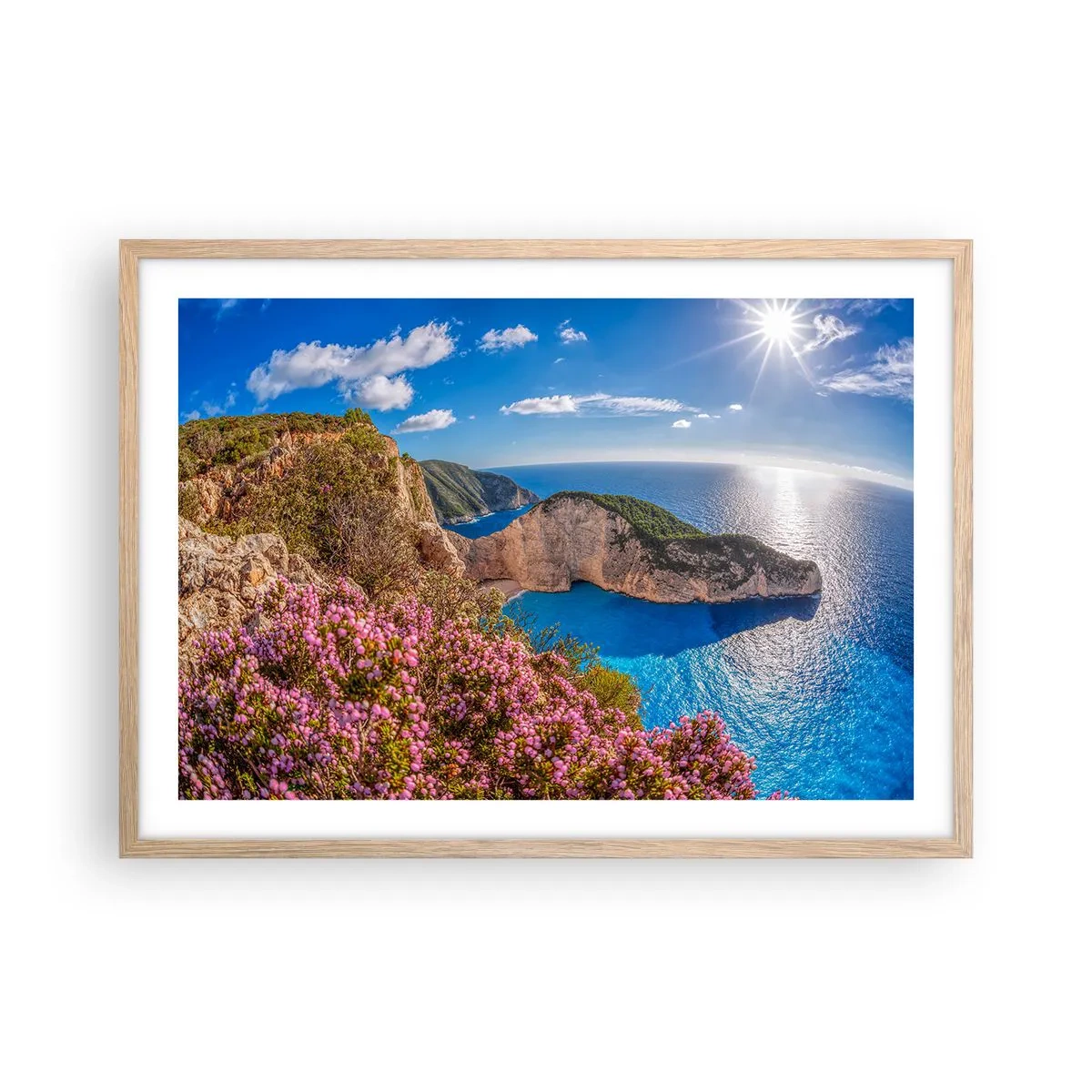 Poster în ramă de stejar deschis - Marea mea vacanță grecească - 70x50 cm
