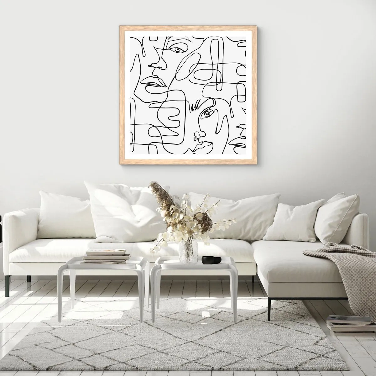 Poster în ramă de stejar deschis - Într-o încurcătură de emoții - 60x60 cm