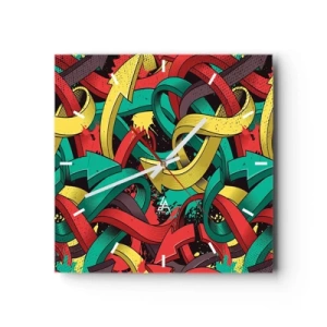 Ceas de perete - Ceas pe sticlă - Pe unde să mergem? - 30x30 cm