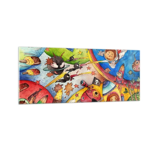 Tablou pe sticlă - O mare aventură spațială - 100x40 cm