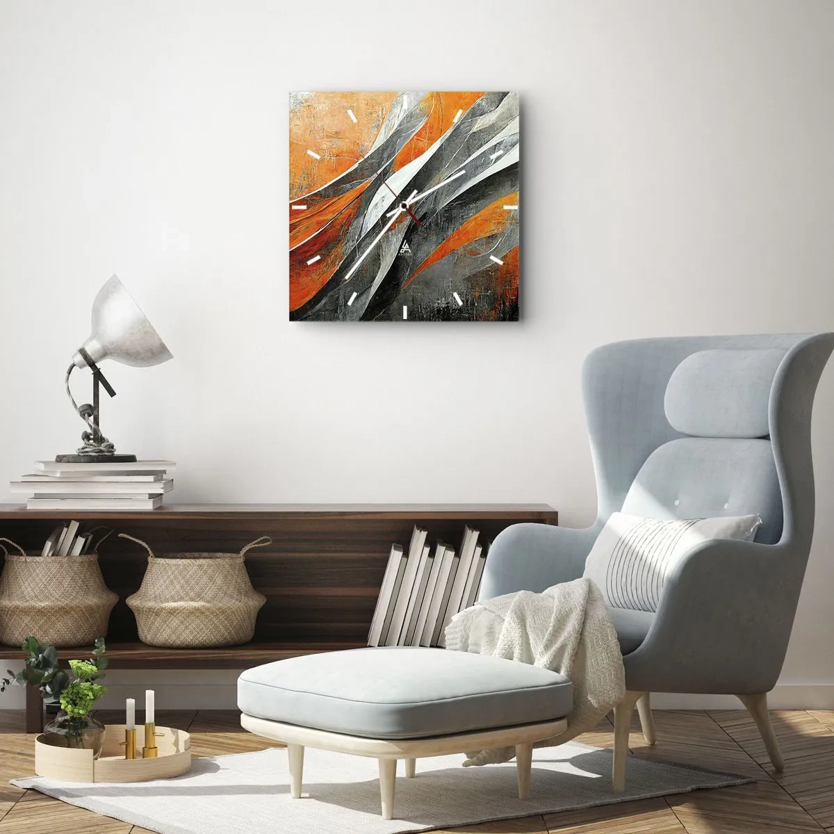 Ceas de perete - Ceas pe sticlă - Căldură și frig - 40x40 cm