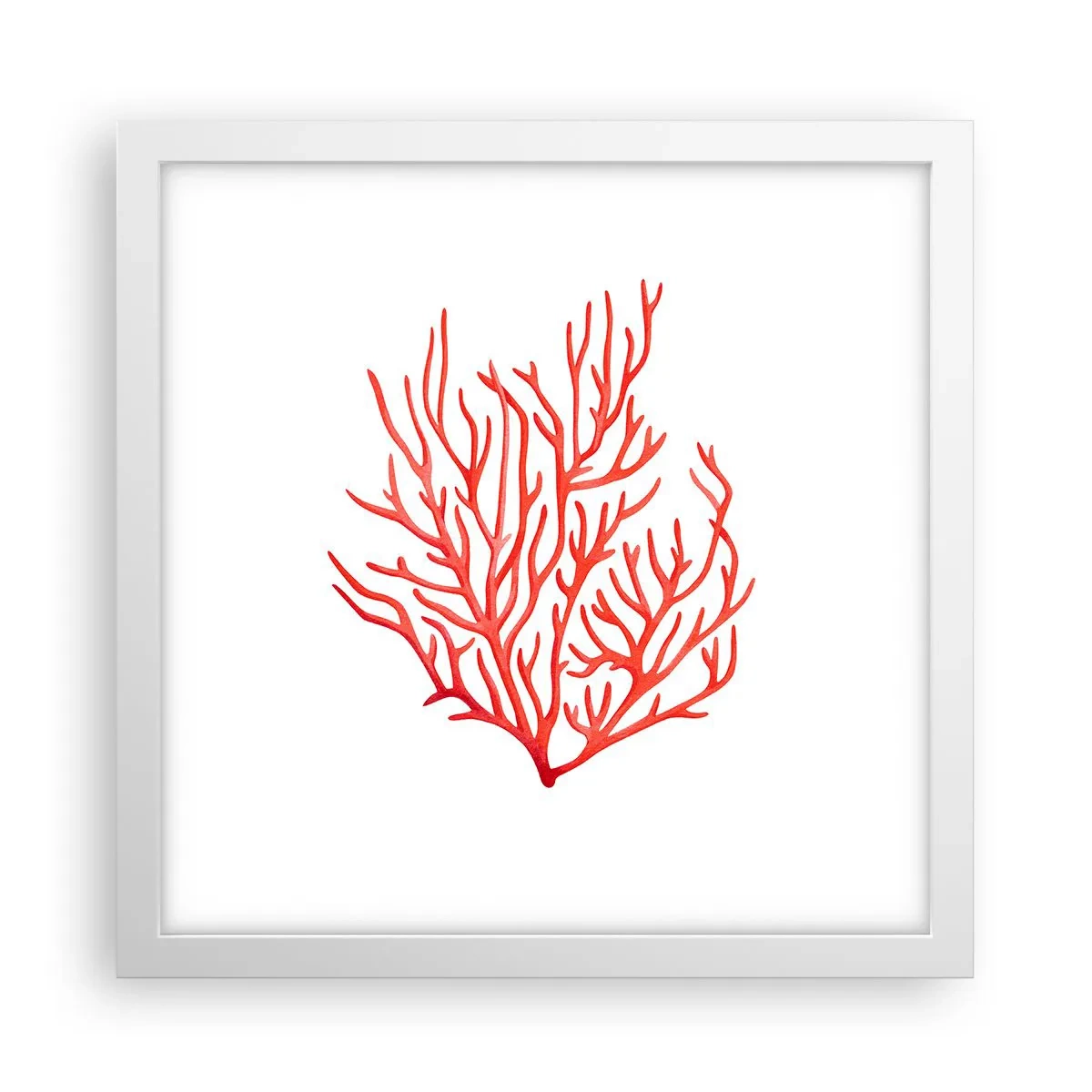Poster în ramă albă - Coral filigranat - 30x30 cm