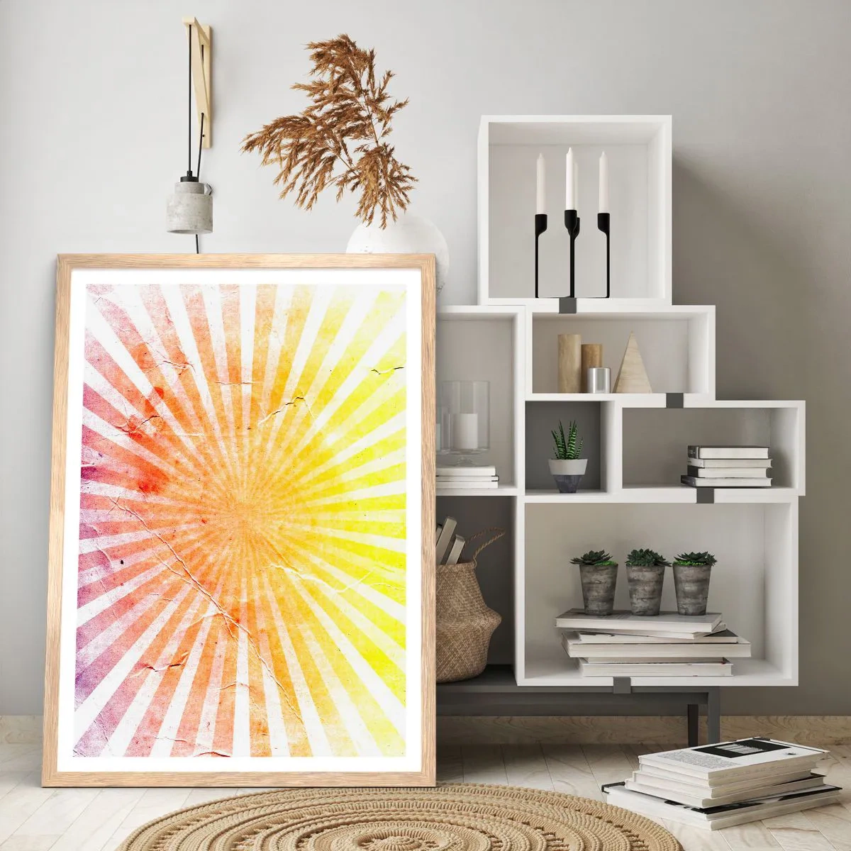 Poster în ramă de stejar deschis - Răsărituri și apusuri de soare - 70x100 cm