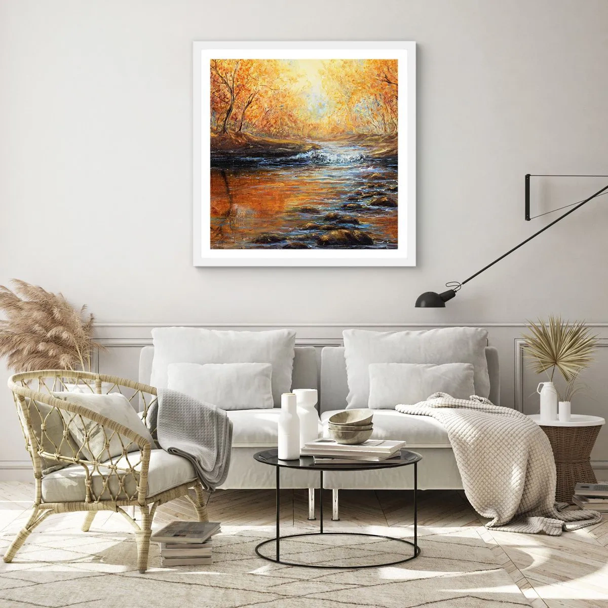 Poster în ramă albă - Pârâul de aur - 40x40 cm