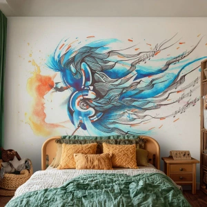 Tapet Autoadeziv Deluxe Sticker - Lasă muzica să curgă - Abstracția, Femeie, Muzică - 200x140 cm