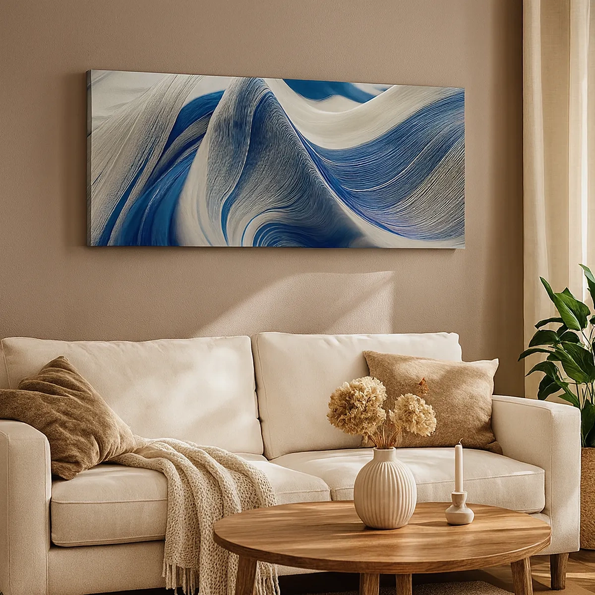 Tablou pe pânză - Fluiditate de albastru și alb - 30x30 cm