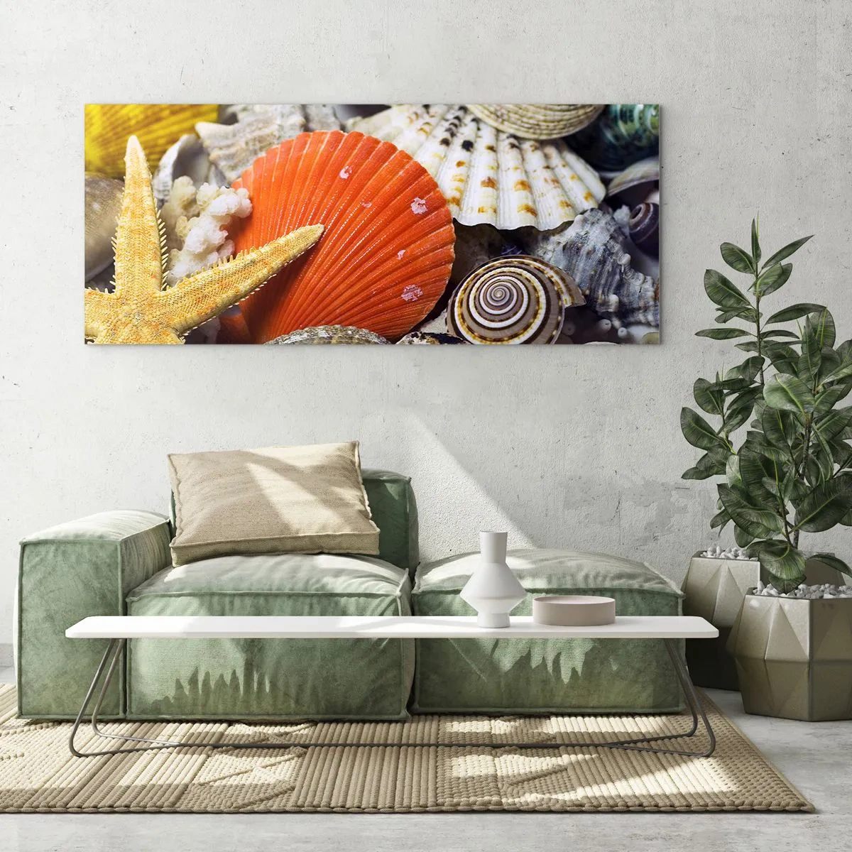 Tablou pe sticlă - Comorile oceanului - 160x50 cm
