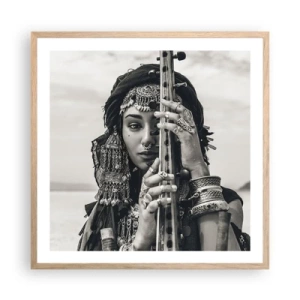 Poster în ramă de stejar deschis - Muzica orientală în sine - 60x60 cm
