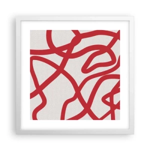 Poster în ramă albă - Roșu pe alb - 40x40 cm