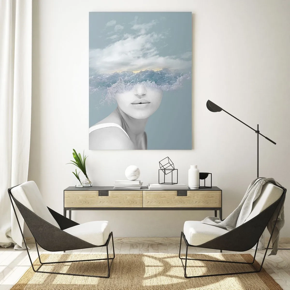 Tablou pe sticlă - Cu capul în nori - 50x70 cm
