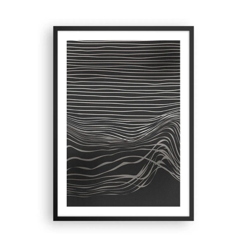 Poster în ramă neagră - Compoziție abstractă cu linii pe fundal negru - 50x70cm - Ritm și accent - Decorațiune modernă pentru perete pentru living și dormitor ARTTOR