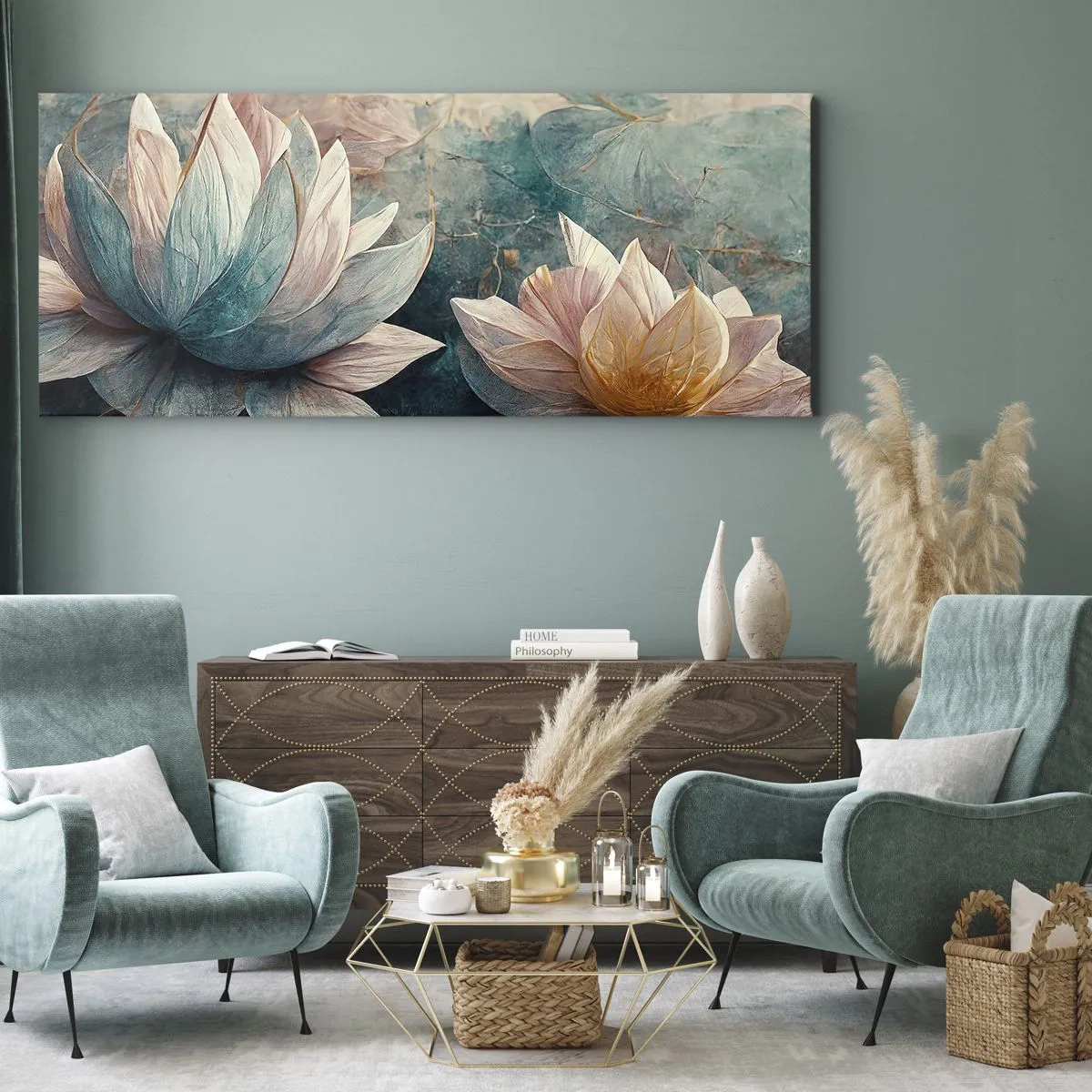 Tablou pe pânză - Stele de lac - 100x40 cm