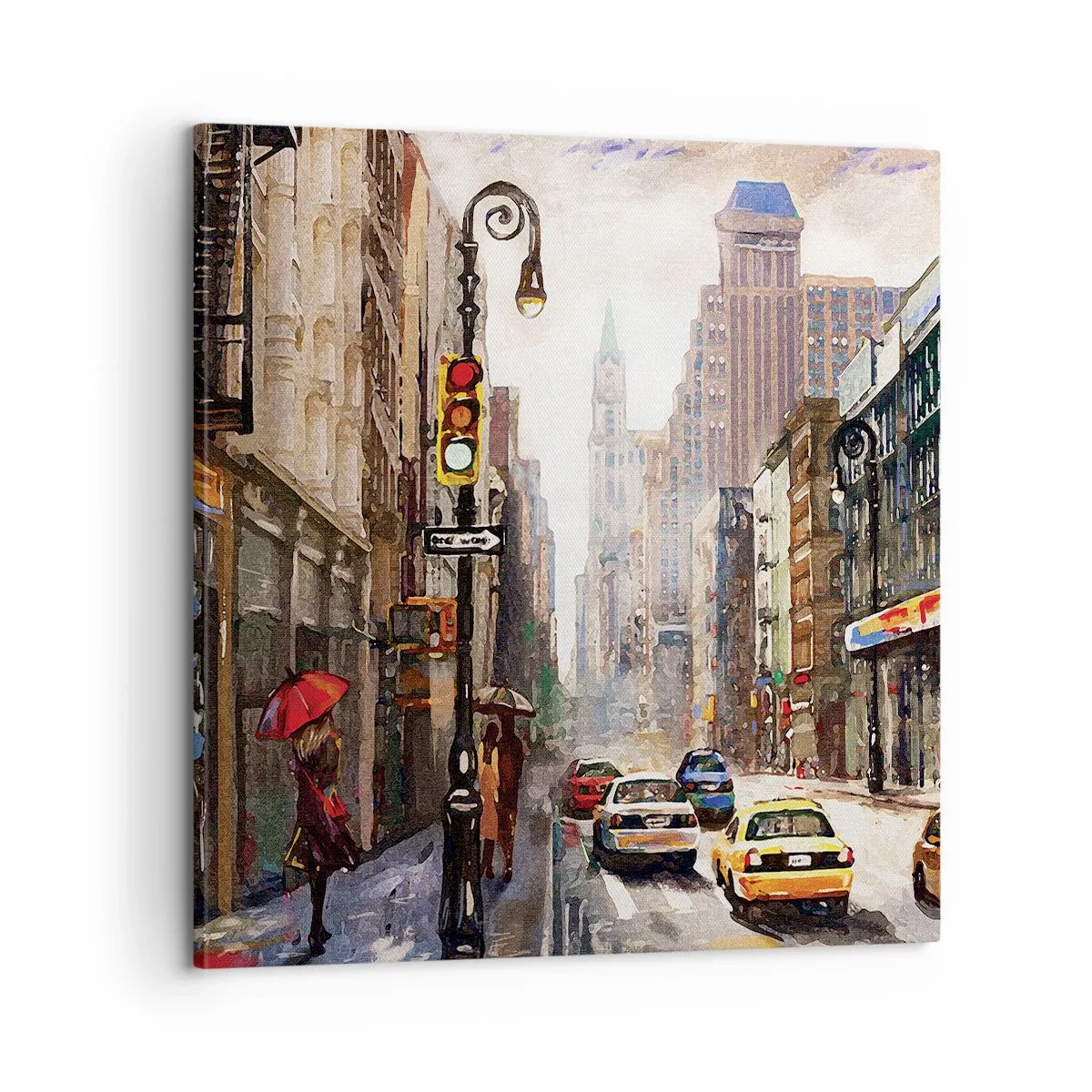 Tablou pe pânză - New York - plin de culoare și în ploaie - 60x60 cm