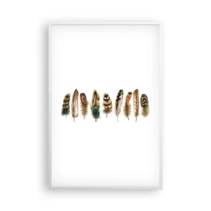 Poster în ramă albă - Variație cu pene - 61x91 cm