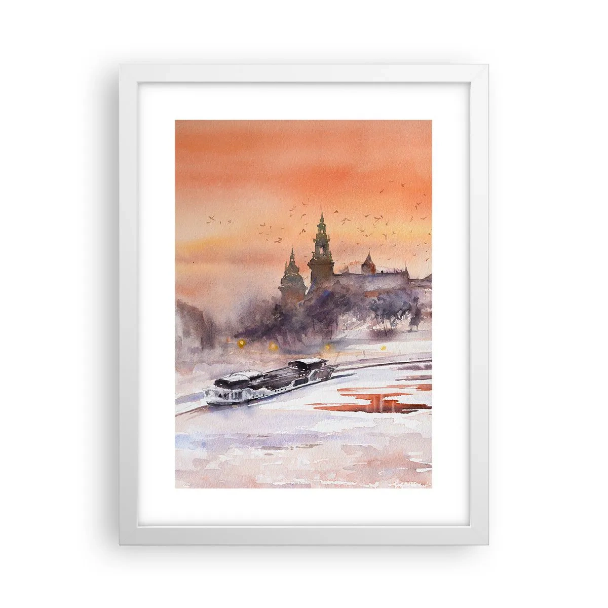 Poster în ramă albă - Apus de soare regal - 30x40 cm