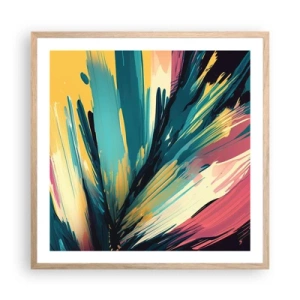 Poster în ramă de stejar deschis - Compoziția - o explozie de bucurie - 60x60 cm