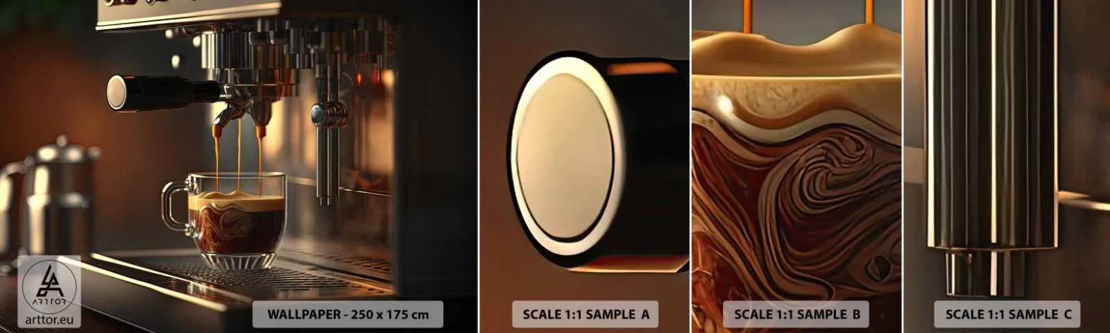 Mostră de Tapet Standard Eco - Băutură senzuală - Cafea, Automat de cafea, Gastronomie - 100x30 cm