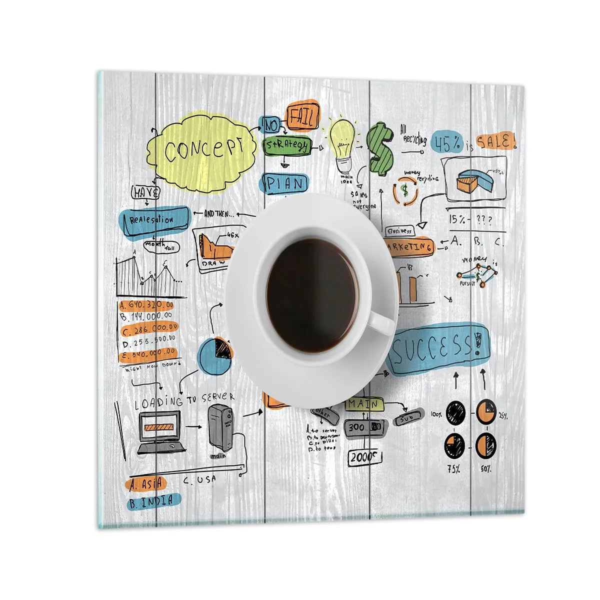 Tablou pe sticlă - Timp pentru o pauză - 60x60 cm