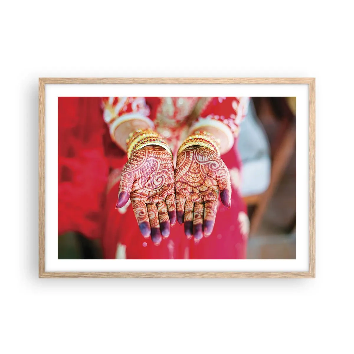 Poster în ramă de stejar deschis - Gata să prindă fericirea - 70x50 cm