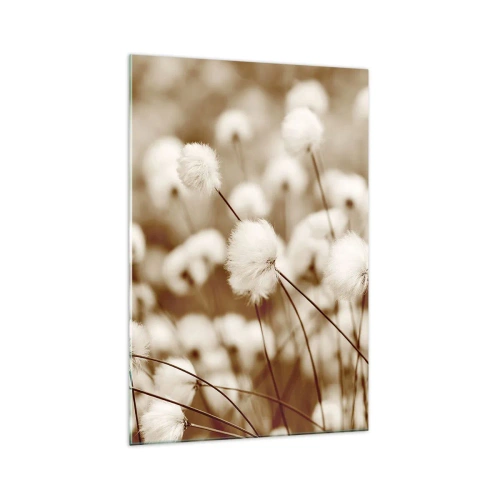 Tablou pe sticlă - Câmp pufos - 70x100 cm