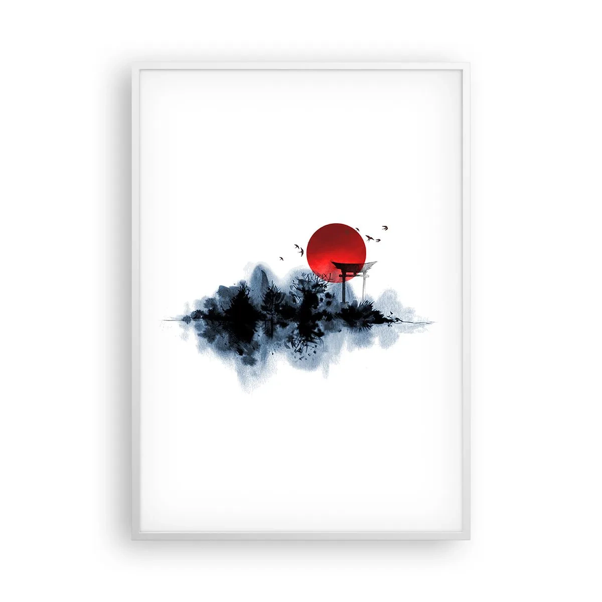 Poster în ramă albă - O vedere japoneză - 70x100 cm
