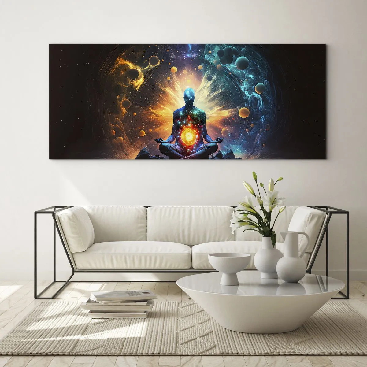 Tablou pe sticlă - Liniște cosmică - 100x40 cm