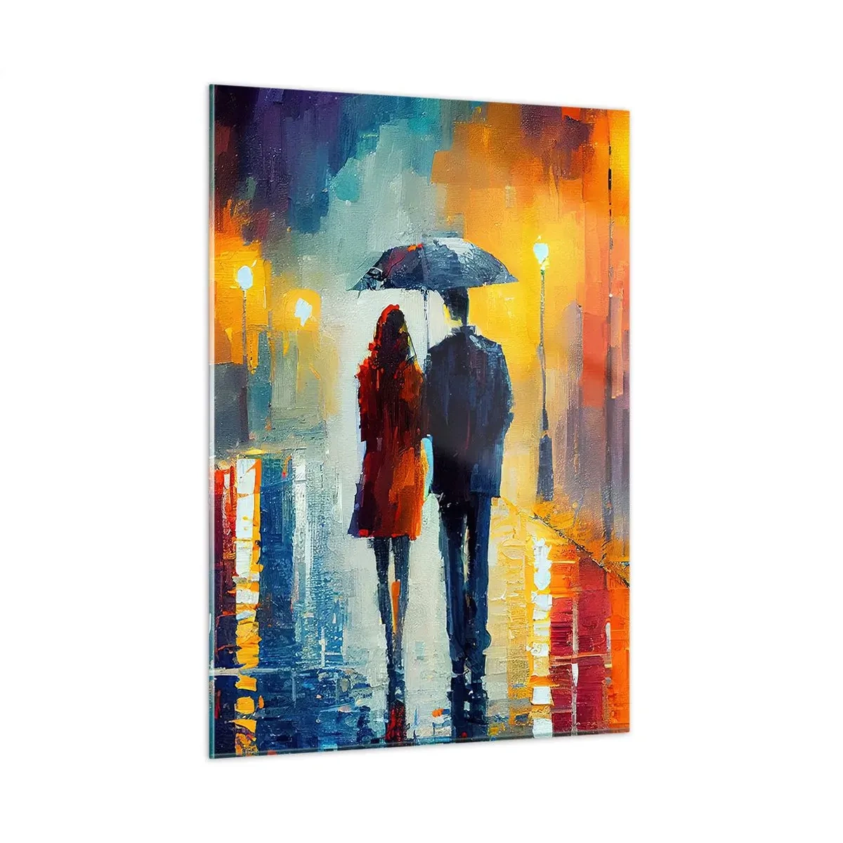 Tablou pe sticlă - Împreună - o noapte plină de culoare - 50x70 cm