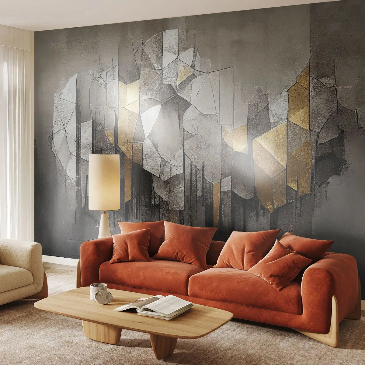 Tapet Premium Sand - Compoziție de gheață și lumină - Abstracția, Bucată, Art Deco - 250x175 cm