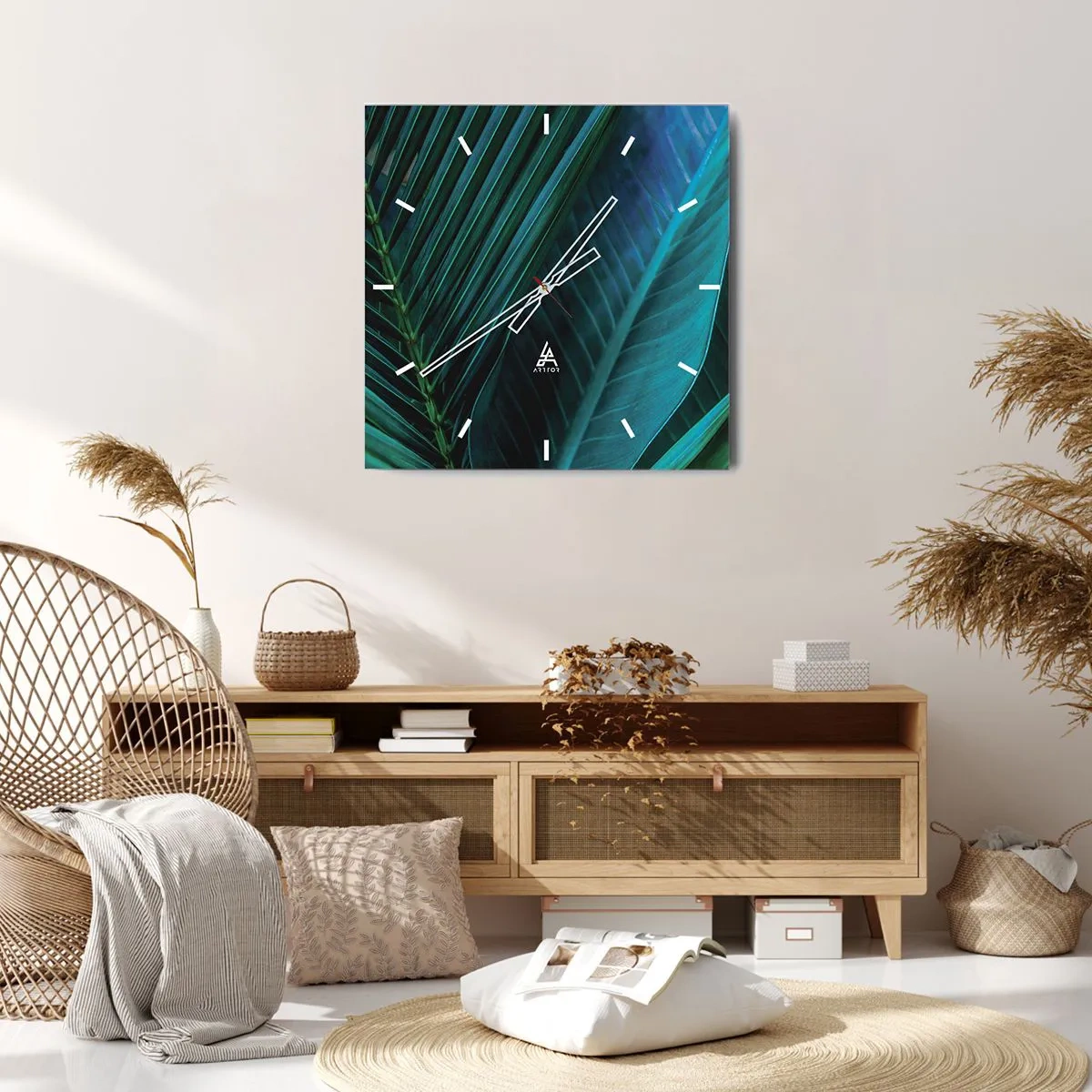 Ceas de perete - Ceas pe sticlă - Anatomia verdelui - 30x30 cm