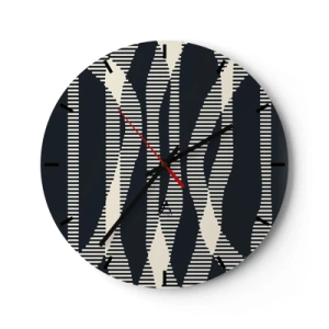 Ceas de perete - Ceas pe sticlă - Model cu dungi negre și bej cu efect optic - 30x30cm - Încercare de străpungere a întunericului - Decorațiune modernă pentru perete pentru living, bucătărie și dormitor ARTTOR