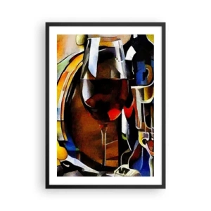 Poster în ramă neagră - Un pahar de vin roșu redat artistic - 50x70cm - Și lumea devine mai colorată - Decorațiune modernă pentru perete pentru living și dormitor ARTTOR