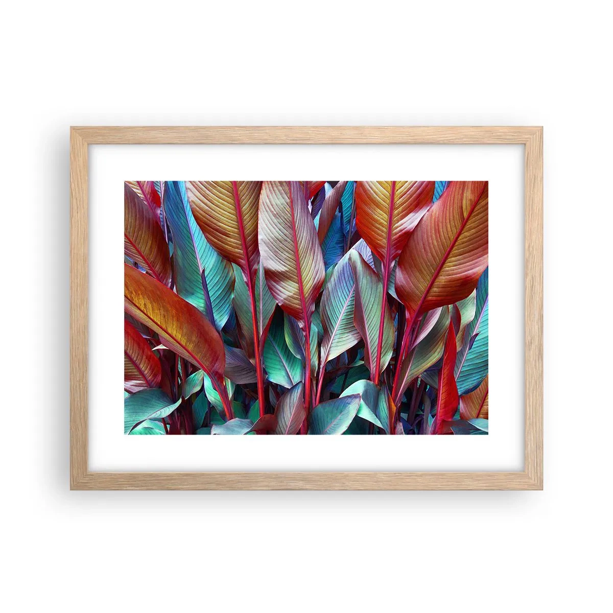 Poster în ramă de stejar deschis - Tufiș colorat - 40x30 cm