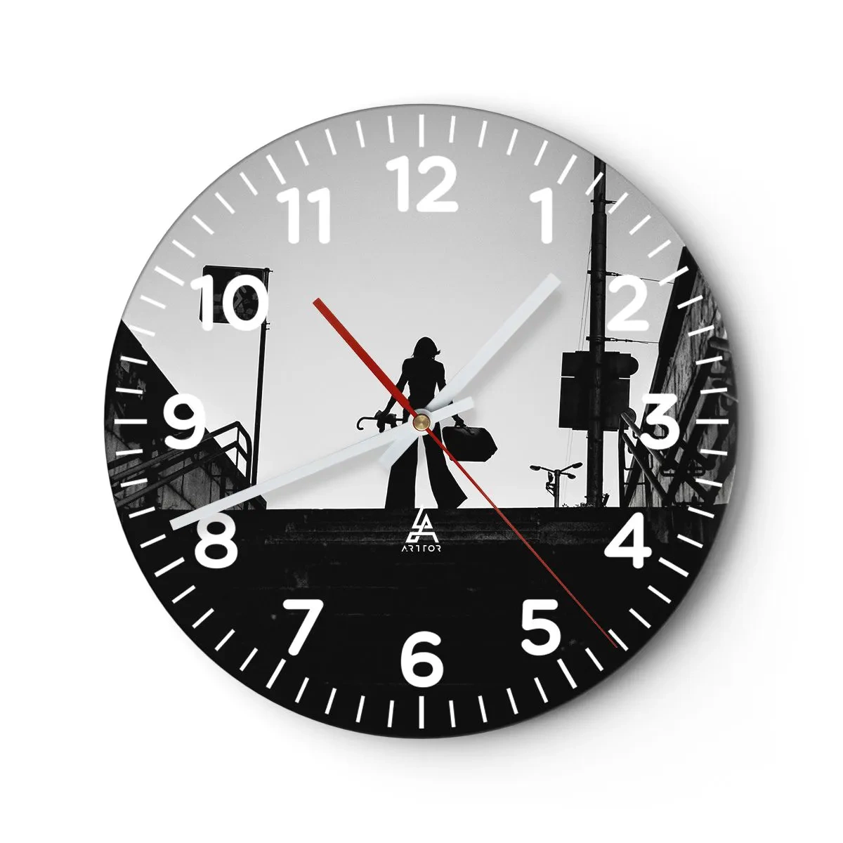 Ceas de perete - Ceas pe sticlă - Rătăcire urbană - 40x40 cm