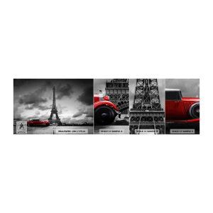Mostră tapet Premium Sand - Nu cu mult timp în urmă, la Paris - Automobile, turnul Eiffel, Paris - 100x30 cm