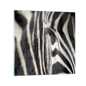 Tablou pe sticlă - Portret cu dungi - 30x30 cm