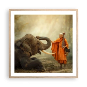 Poster în ramă de stejar deschis - Întâlnire în călătorie - 60x60 cm