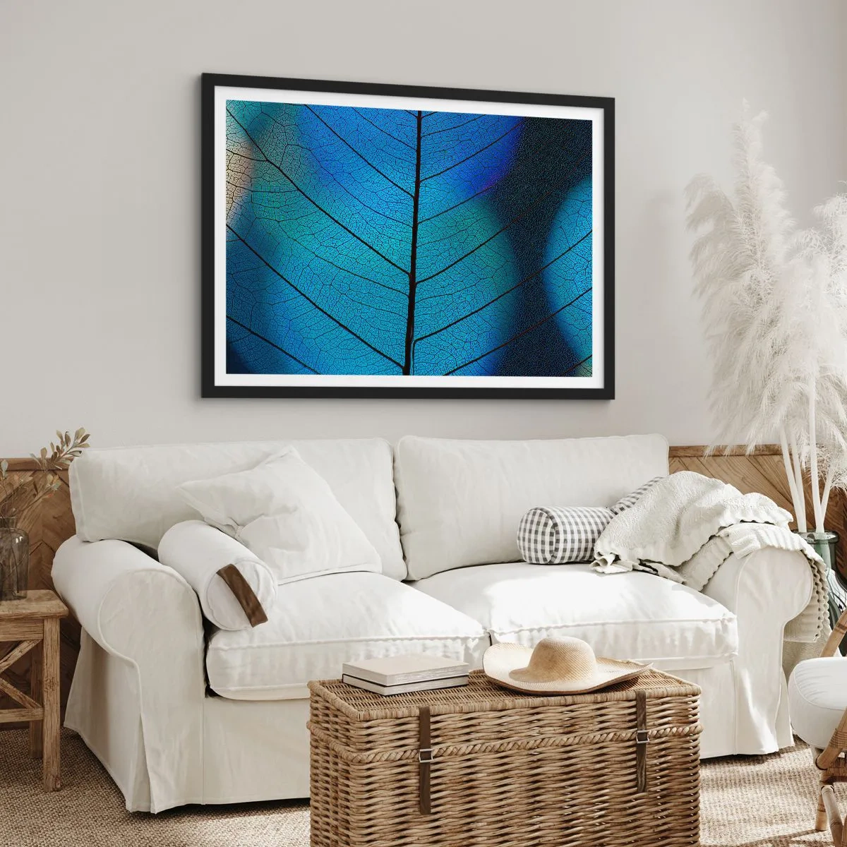 Poster în ramă neagră - Construcție de finețe - 70x50 cm