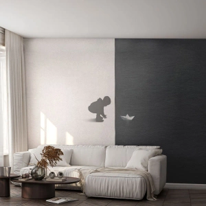 Tapet Premium Canvas - Marea expediție - Copil, alb-negru, Apă - 100x70 cm