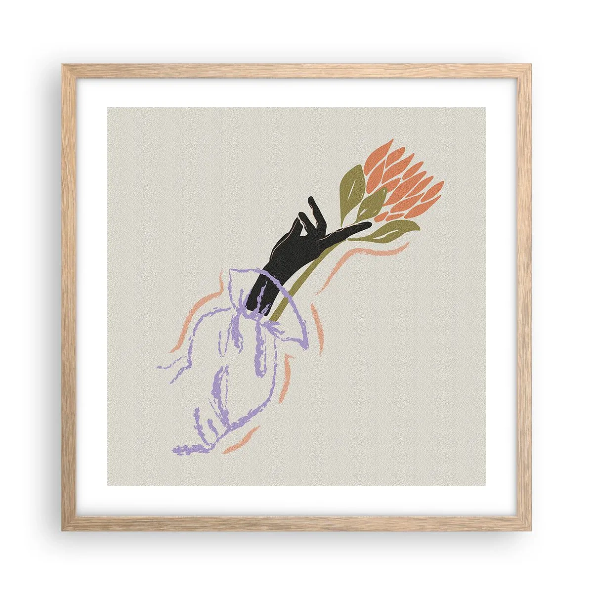 Poster în ramă de stejar deschis - Atingere surorială - 50x50 cm