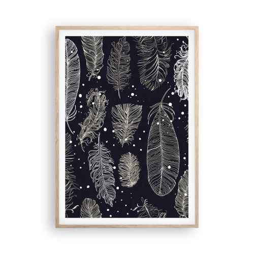 Poster în ramă de stejar deschis - Dantelă cu pene - 70x100 cm