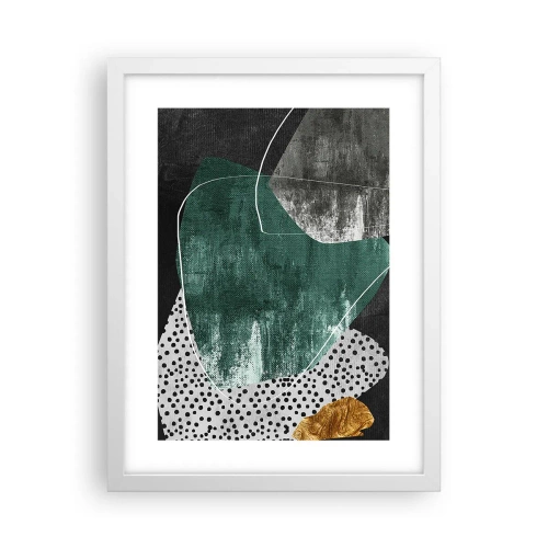 Poster în ramă albă - Abstracție colorată cu fulgi de aur - 30x40 cm